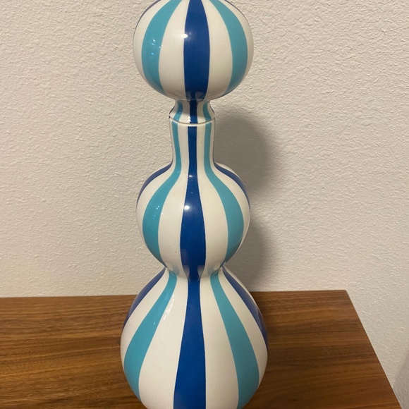 Jonathan Adler decanter vaseBlue turquoise stripe
